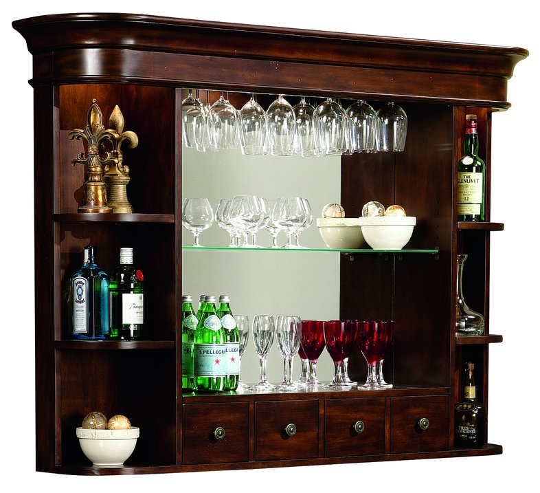 Hekman Furniture 693007 Niagara Hutch – Elegant Back Bar With Adjustable Shelves, Lighting & Cubbie Drawers For Storage Rustic Cherry Niagara Hutch 693007