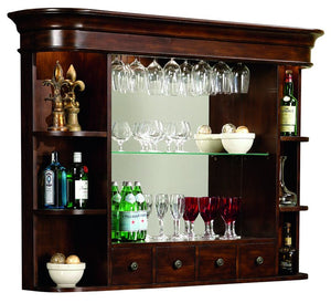 Hekman Furniture 693007 Niagara Hutch – Elegant Back Bar With Adjustable Shelves, Lighting & Cubbie Drawers For Storage Rustic Cherry Niagara Hutch 693007