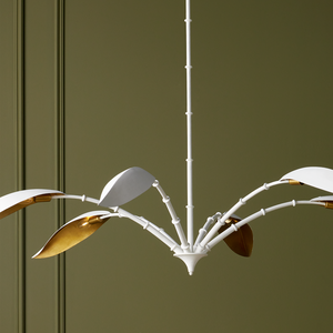 Yuriko Elegant White Chandelier with Gold Leaf Accents – Contemporary Design for Stunning Spaces