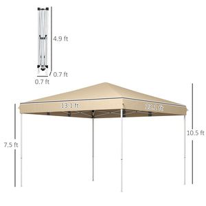 English Elm Outsunny 13' X 13' Instant Pop-Up Canopy Tent With Wheeled Carry Bag – Adjustable Height & Uv Protection W2225P200630-GIGA