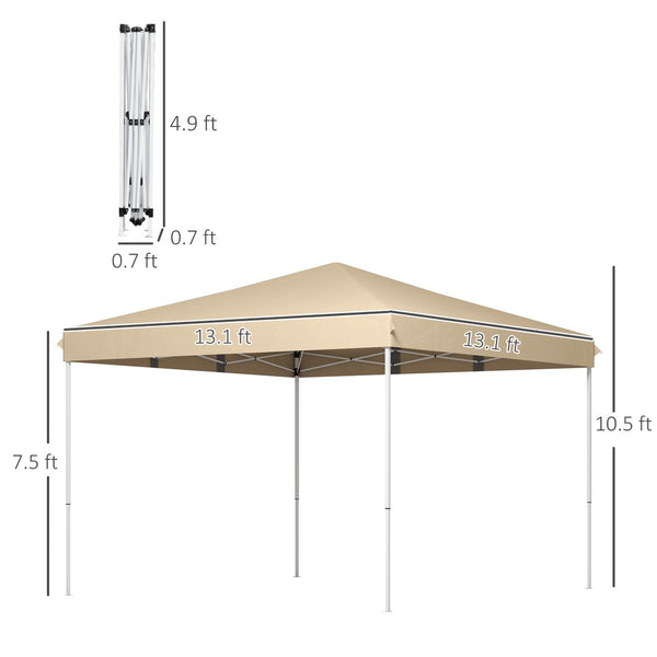 English Elm Outsunny 13' X 13' Instant Pop-Up Canopy Tent With Wheeled Carry Bag – Adjustable Height & Uv Protection W2225P200630-GIGA