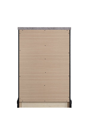 English Elm Grande Modern 5-drawer Chest with Faux Granite Top and Brushed Chrome Hardware B078P497909