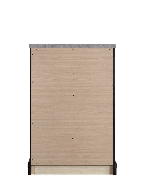 English Elm Grande Modern 5-drawer Chest with Faux Granite Top and Brushed Chrome Hardware B078P497909