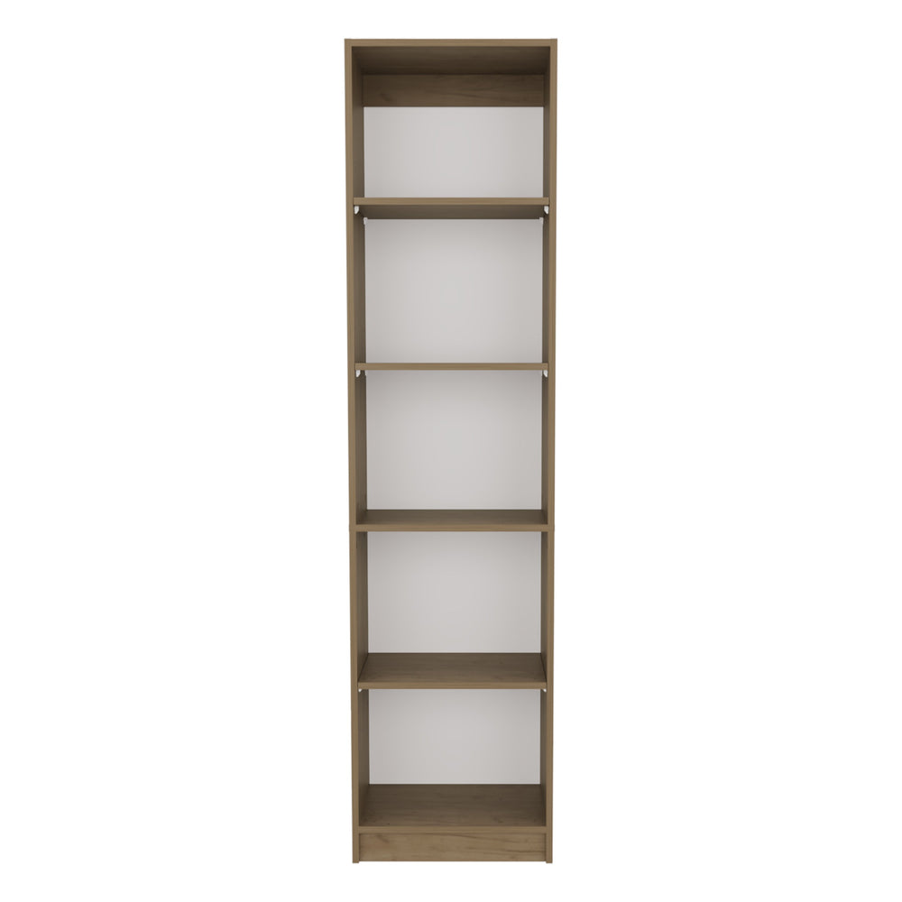 English Elm Home Slim Design Bookcase 5-Tier Vertical Shelving Unit, Space-Saving MDF Display Shelf in Beige Oak Finish B070P337062