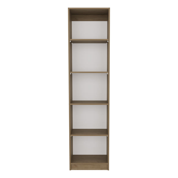 English Elm Home Slim Design Bookcase 5-Tier Vertical Shelving Unit, Space-Saving MDF Display Shelf in Beige Oak Finish B070P337062