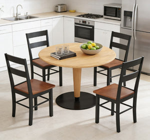 English Elm Wood Windsor Spindle Back Dining Chair Set of Four Solid Rubberwood Farmhouse Matte Black T3971P429713