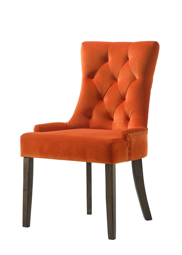 English Elm Farren Orange Velvet Side Chairs Set of 2 — Tufted Back, Nailhead Trim, Plush Cushioning & Sturdy Oak Frame B2726P264600