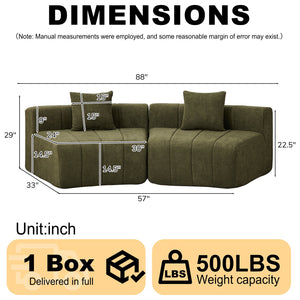 English Elm Chenille Modular Sectional Sofa Curved Piano Key Design Plush Living Room Lounge Seating Green W834P389118