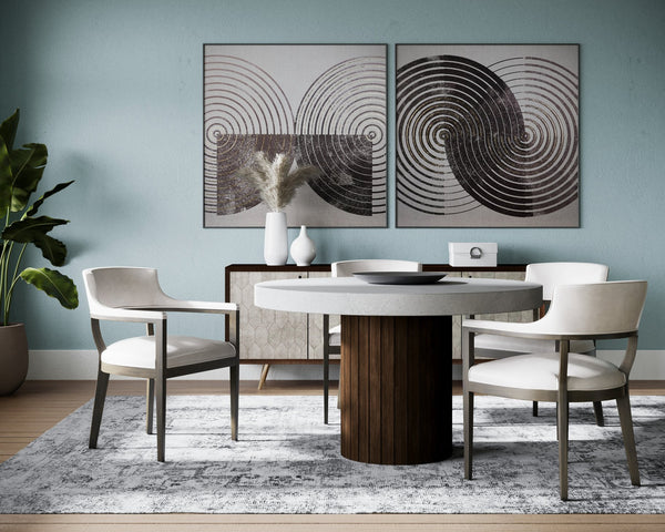 Sunpan Brylea Dining Armchair - Stylish Leather Accent Chair for Dining Room or Living Space Comfort Brown / Saloon Light Grey Leather