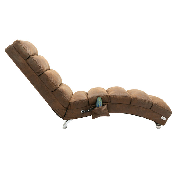 English Elm Linen Ergonomic Massage Chaise Lounge with Remote, 140° Recliner Long Lounger for Office Home W395P184846