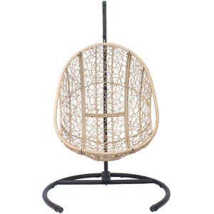 English Elm 42 Inch Wide Hanging Egg Chair Pe Rattan Patio Swing with 400lb Capacity Cushioned Seat W3979S00008