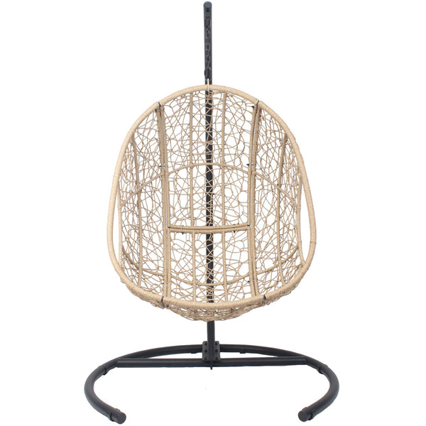 English Elm 42 Inch Wide Hanging Egg Chair Pe Rattan Patio Swing with 400lb Capacity Cushioned Seat W3979S00008