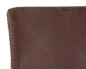 Sunpan Cal Dining Chair Set of 2 - Compact Mid-Century Design with Zigzag Stitch and Sleek Steel Frame Antique Brown