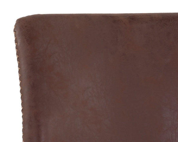 Sunpan Cal Dining Chair Set of 2 - Compact Mid-Century Design with Zigzag Stitch and Sleek Steel Frame Antique Brown