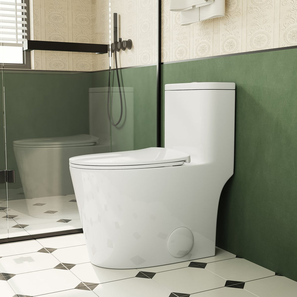 English Elm 1.1/1.6 Gpf Skirted One-piece Elongated Ceramic Toilet with Soft Close Seat Watersense B2724P246932