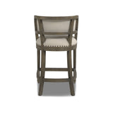 English Elm Paris 26.5” Farmhouse Counter Height Bar Stool With Backrest, Light Beige Linen