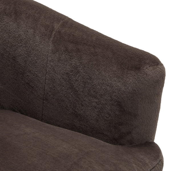 English Elm Plush Barrel Swivel Accent Chair Velvet Upholstered 360 Degree Base Living Room Black,Dark Brown N776P403621M