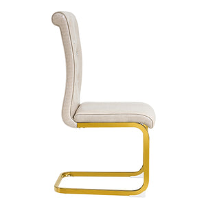 English Elm Set of 2 Glam Faux Alligator Pvc Dining Chairs with Crystal Buckle Bow Legs Beige W3875P371042