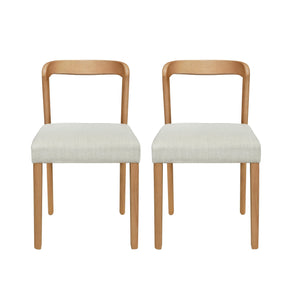 English Elm Christopher Knight Home® - Solid Rubber Wood Dining Chairs Set Of 2 - Natural Oak & Beige Upholstery For Modern Comfort N771P292085Q