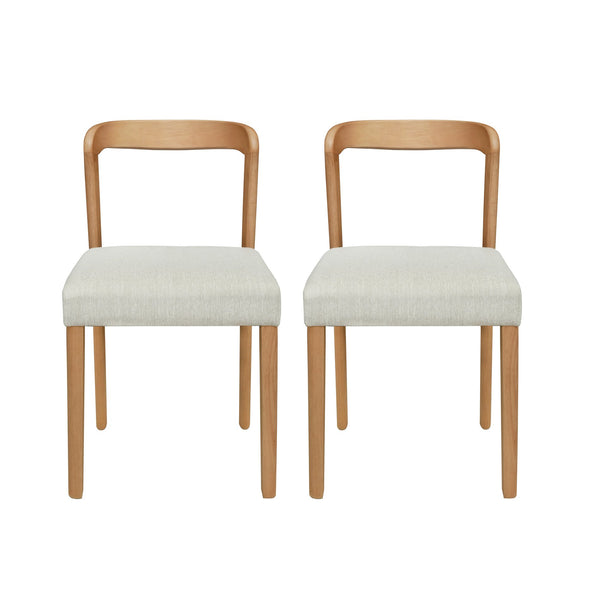 English Elm Christopher Knight Home® - Solid Rubber Wood Dining Chairs Set Of 2 - Natural Oak & Beige Upholstery For Modern Comfort N771P292085Q