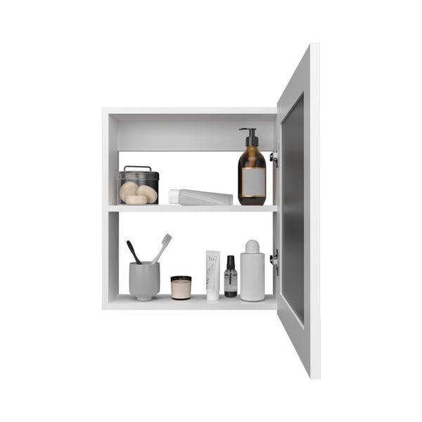 English Elm Medicine Cabinet Hailey White Mirrored Door Compact Wall Storage with Two 9"x16.5" Shelves, Durable Engineered Wood B092P238753