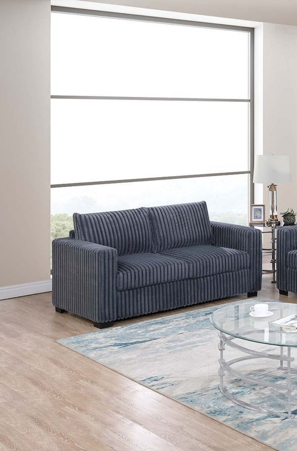 English Elm Uniform 2-Piece Sofa Set Dark Gray Wide-Welt Corduroy - Plush Back Cushions, Square Arms, 97" sofa B011S01744