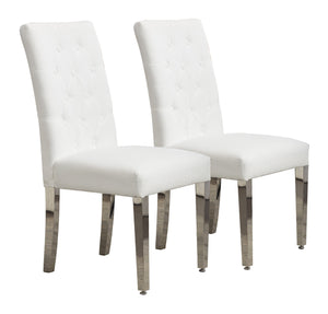 English Elm Set of 2 Modern Dining Chairs with Plush Velvet Tufting, Sturdy Steel Legs, Ergonomic S-Shaped Springs Beige D772095826