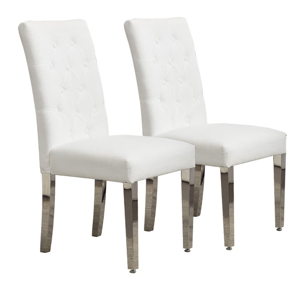 English Elm Set of 2 Modern Dining Chairs with Plush Velvet Tufting, Sturdy Steel Legs, Ergonomic S-Shaped Springs Beige D772095826