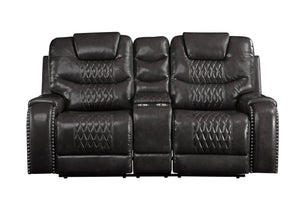 English Elm Braylon Magnetite Faux Leather 3-Piece Manual Recliner Set in Brown with Console, Cup Holders and Storage B2726S00187