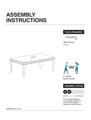 English Elm Glam Stainless Steel Coffee Table with Beveled Tempered Glass Top and Elegant Cabriole-Style Legs Silver,White 55 L x 30 W x 4 H B011S01176