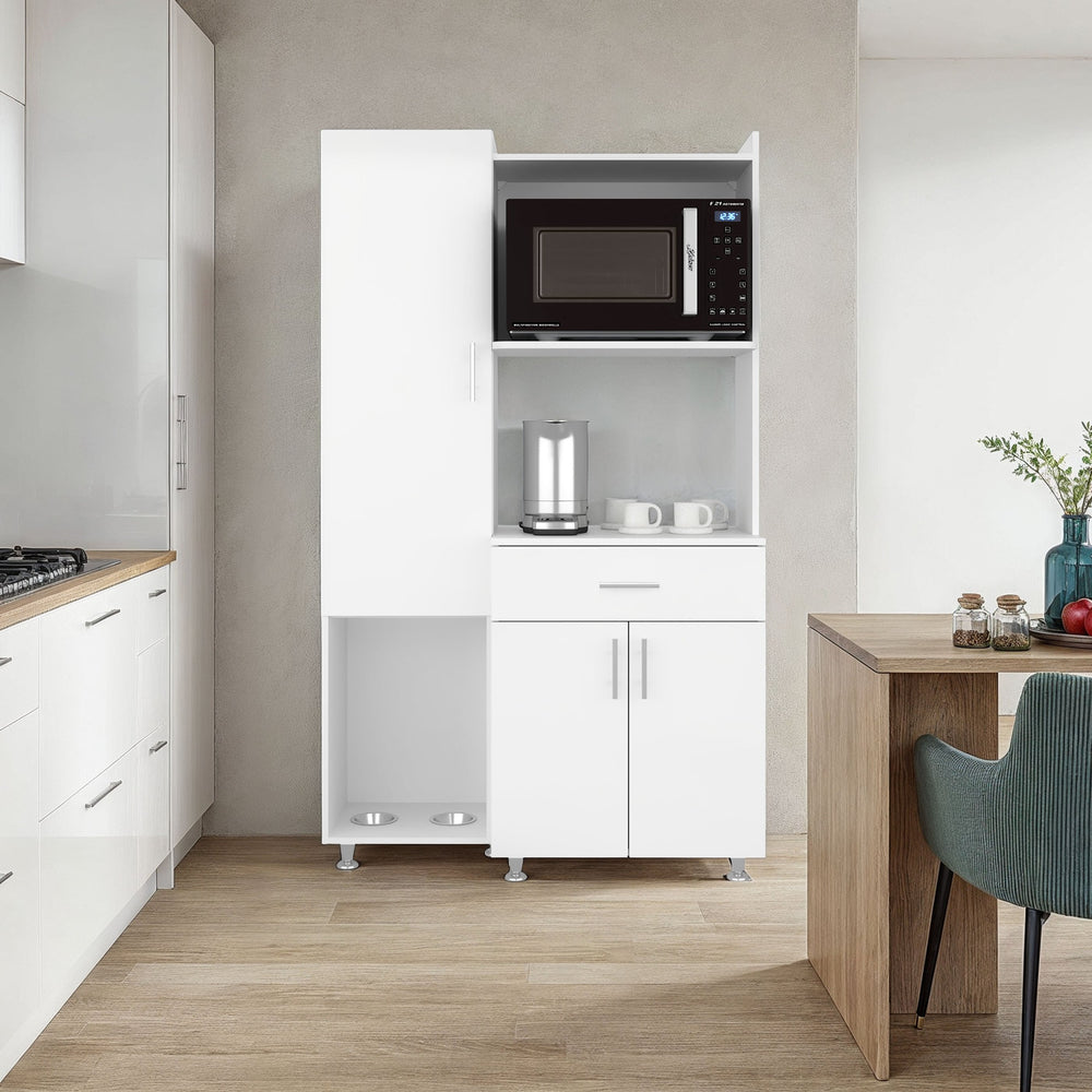 English Elm Cope Melamine Kitchen Pantry Cabinet with Two Doors and Drawer for Compact Storage B128P485389