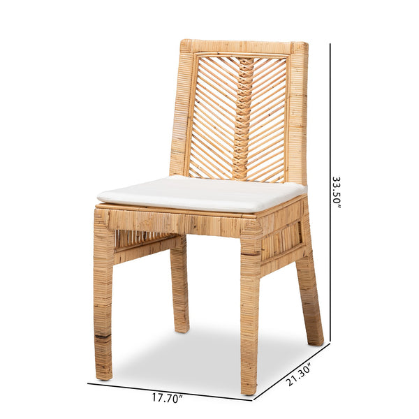 English Elm Modern Rattan Woven Mahogany Dining Chair Bohemian Tall Backrest Organic Style B2750P470047