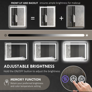 English Elm Homcom Led Vanity Mirror With Dual Lighting, Anti-Fog, Dimmable Color Control & Smart Features W2225P229189