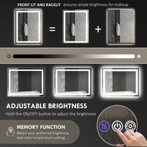 English Elm Homcom Led Vanity Mirror With Dual Lighting, Anti-Fog, Dimmable Color Control & Smart Features W2225P229189