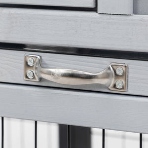 English Elm Detachable Two-tier Pine Rabbit Hutch with Rolling Casters and Removable Waste Trays White+Gray W2181P190614