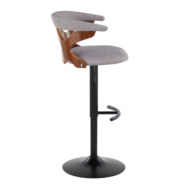 English Elm Gardenia Adjustable Barstool Set Of 2 - Stylish Swivel Design With Light Grey Fabric & Walnut Accents B202S00855
