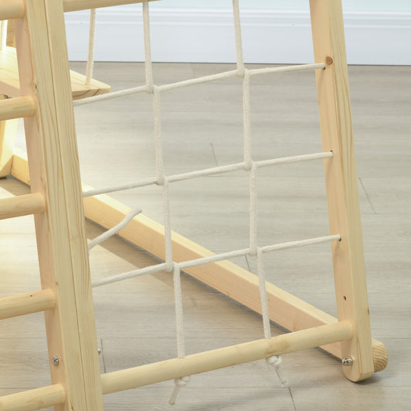 English Elm Qaba Wooden Indoor Jungle Gym 5-in-1 for Toddlers, Climbing Wall, Monkey Bars, Rope Ladder, Swing, Safe Playset 3+ W2225P229571