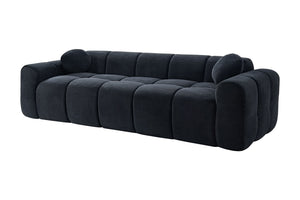English Elm 98.4" Corduroy Cloud Puff Sofa Vacuum Packed 4-seater Living Room Couch with Pillows Black W5515P477282