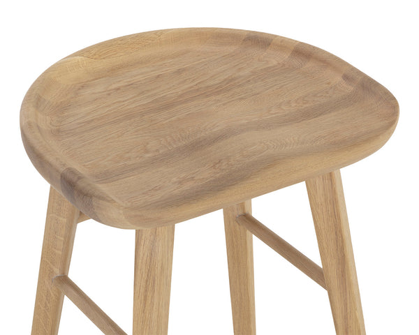 Sunpan Dominic Counter Stool - Solid Oak Craftsmanship with Sculpted Seat for Elegant Modern Spaces Light Oak