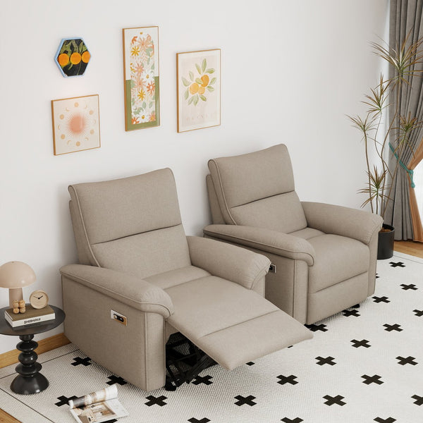 English Elm Power Lift Recliner Velvet Chair with Extended Footrest and Cup Holders for Elderly W1028S00062