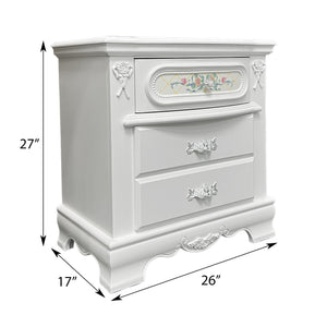 English Elm White 2-Drawer Nightstand with Felt-Lined Top Drawer, Dovetail Craftsmanship & Smooth Wooden Glides for Elegant Bedroom Storage B062P209008