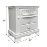 English Elm White 2-Drawer Nightstand With Floral Motifs