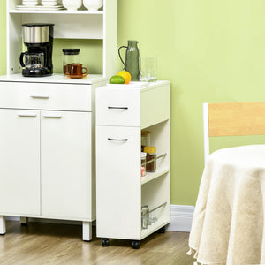 English Elm Homcom 3 Tier Slim Rolling Utility Cart with Drawer for Kitchen Bathroom Laundry W2225P229636