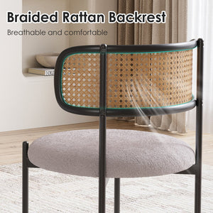 English Elm Modern Upholstered Dining Chairs Set Of 4 - Stylish Light Gray Rattan Accent Chairs With Metal Legs T3623P379700