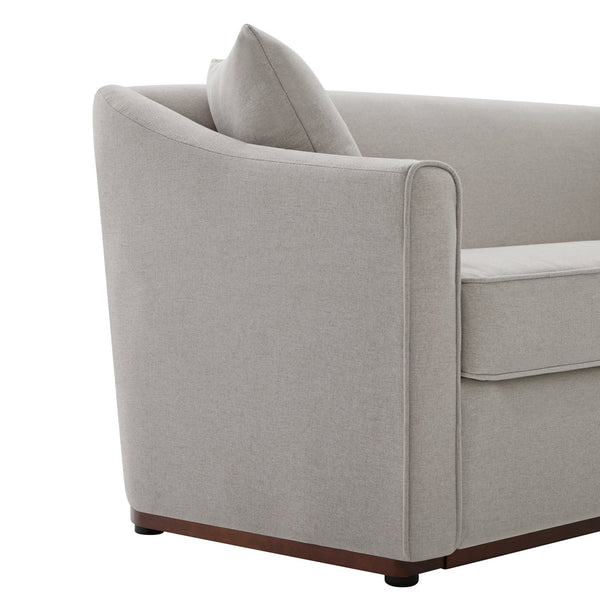 English Elm Modern Chenille Three Seater Sofa with Rubberwood Base and Wrap Around Arms for Living Room Grey N763S000110E