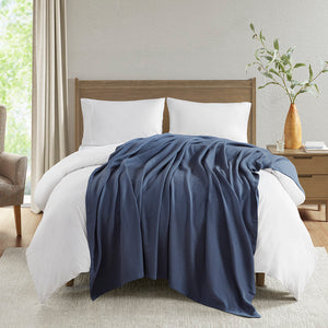 Madison Park Liquid Cotton Casual Blanket MP51N-8381 Navy