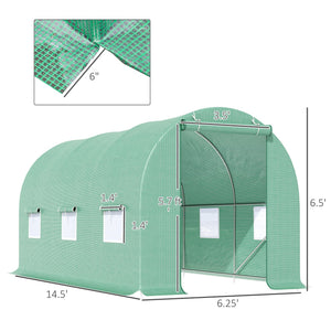 English Elm Outsunny Walk-in Tunnel Greenhouse with Galvanized Frame and Six Mesh Vent Windows W2225P200621