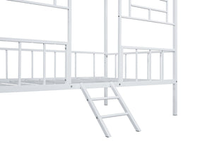 English Elm Twin Contemporary House-Style Loft Bed with Full Metal Frame, Angled Ladder, Sturdy Kids Bunk Design White 78 L x 15 W x 7 H B2741P347294
