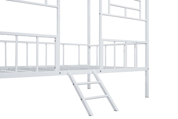 English Elm Twin Contemporary House-Style Loft Bed with Full Metal Frame, Angled Ladder, Sturdy Kids Bunk Design White 78 L x 15 W x 7 H B2741P347294