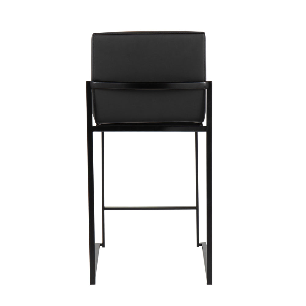 English Elm Fuji High Back Counter Stools Set Of 2 - Stylish Black Steel & Faux Leather Design For Comfort B202P221948